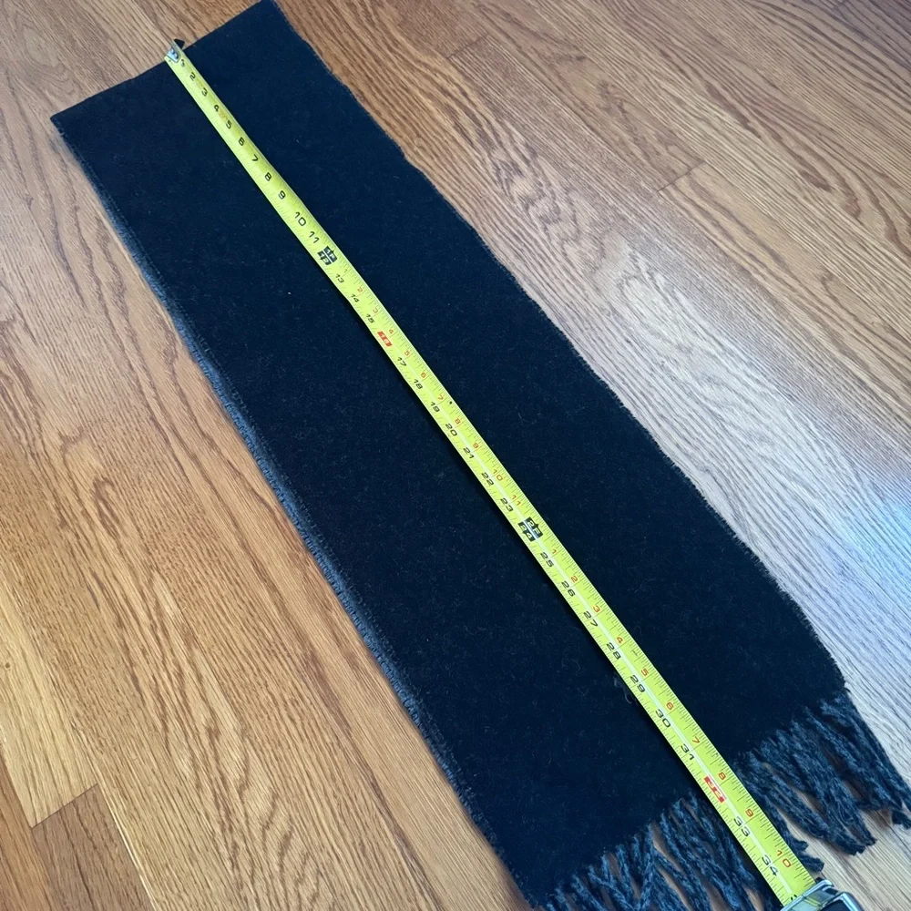 Ralph Lauren reversible wool Black and Gray Fringed Scarf